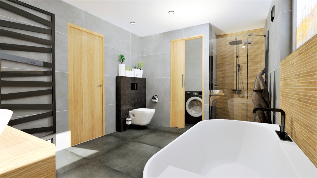 moderní koupelna se sprchovým koutem 	